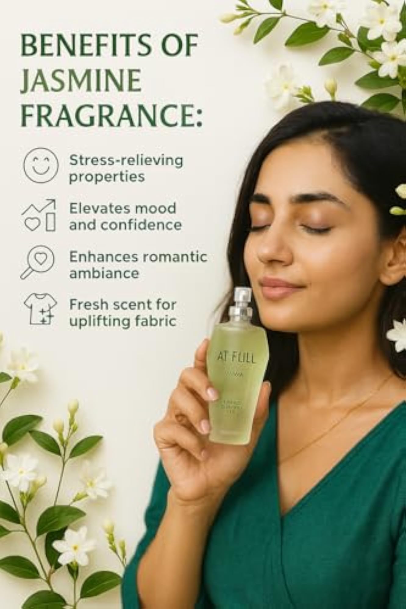 Mysore Mallige Jasmine Perfume Spray 40ml, Authentic Indian Scent