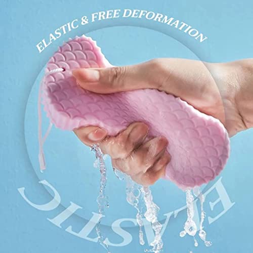 Wyshak Bath Sponge, Exfoliating Sponge, Dead Skin Remover For Body, With 2 Free Hooks, Skin Friendly And Reusable For Adults Children(Blue+Pink) #TOP4