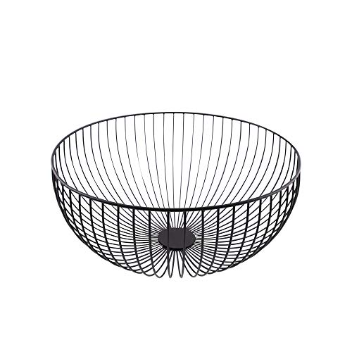 Point-Virgule Obstkorb aus metall, skandinavische wohnungs deko drahtkorb, Schwarz, ø 30cm H 10cm Cover