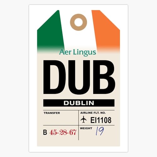 Dublin Dub Airport Code Ireland Travel Luggage Tag Design 5" Vinyl Decal Bumper Sticker