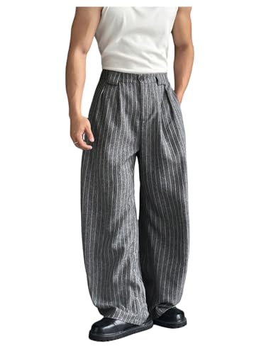 VIPWOLF Men's Dress Slacks Pants Low Rise Baggy Wide Leg