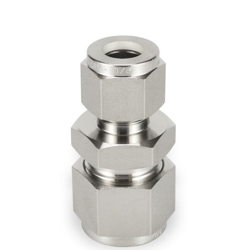 Compresión Acoplamiento recto, junta de compresión chapada de latón, acero inoxidable 316 Reducción de la doble férula Fije de compresión 30MPA 1/8 "1/4" 3/8 "1/2" 6 8 10 12 mm 1pc(14 mm x 12 mm)