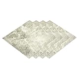 sourcing map Azulejos de suelo para despegar y pegar, 4 piezas de 11.8 x 11.8 pulgadas, patrón de mármol autoadhesivo impermeable de cristal brillante para suelos de cocina y dormitorios, gris claro
