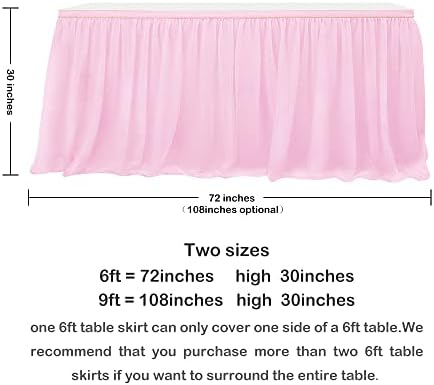 MineSha Handmade 70inches long 3 Layers Mesh Fluffy Tutu Tulle Table Skirt For Party,Wedding,Birthday Party,Baby Show&Home Decoration (L6(ft)*H 30in, Pink)
