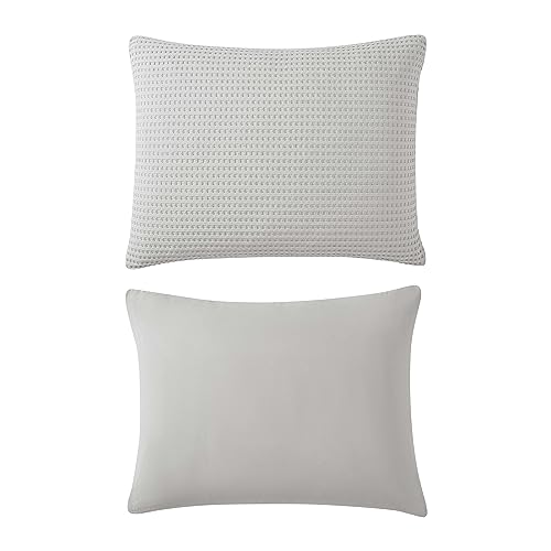 Kenneth Cole - Duvet Cover King Size, Ultra-Soft Waffle Textured Bedding w/Matching Pillowcases, 3 Piece Bed Sets (Solid Grey)