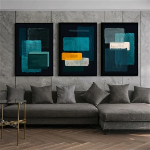 Photo sur toile Mark Rothko bleu noir décoration maison triptyque 3 cadres