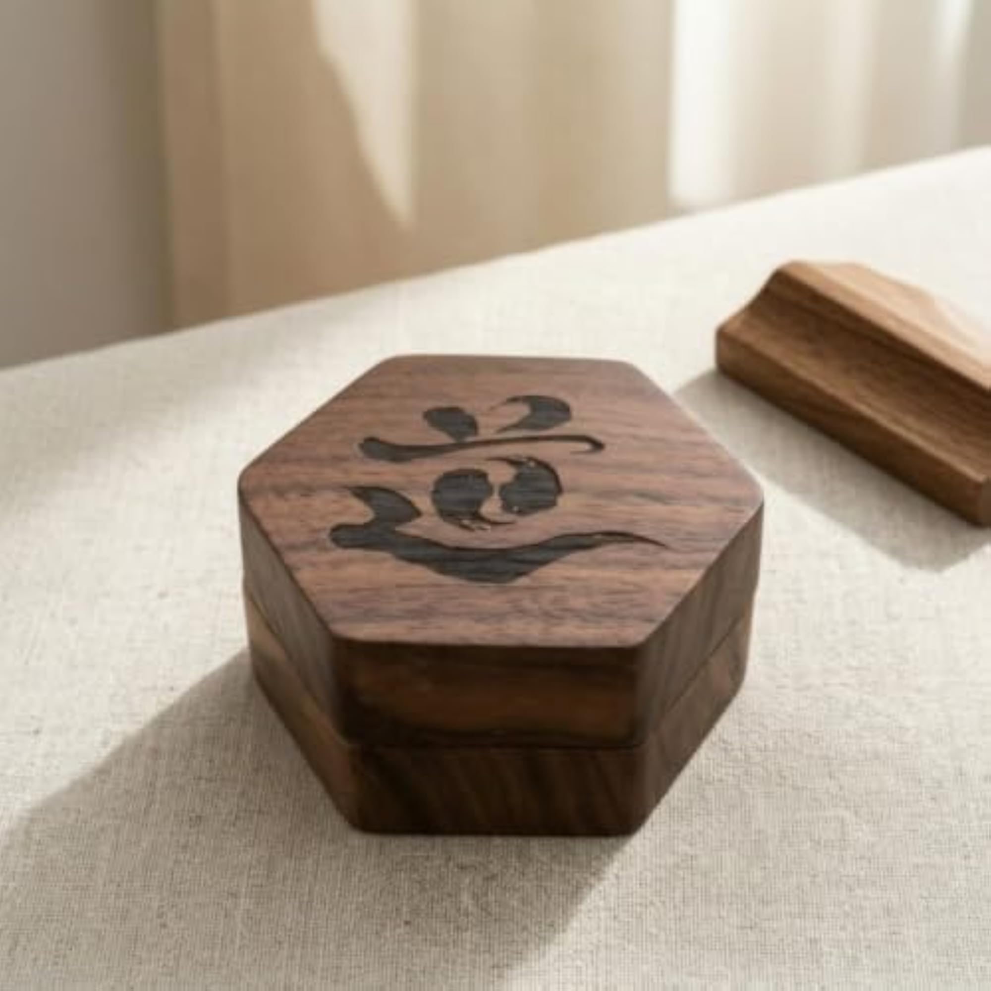 Hexagonal Storage Box Walnut Wood Wooden Box Decorative for Collectors