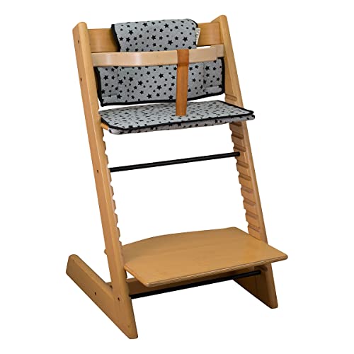 Image of JYOKO Kids Cushion Made Cotton 100% Compatible with Stokke Tripp Trapp high Chair (Black Star)