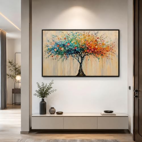 Image of Artsense Colorful Tree of Life Wall Art | Abstract Modern Nature Landscape Painting | Vibrant Tree Canvas Style Decorative Wall Decor for Living Room Bedroom Office Home