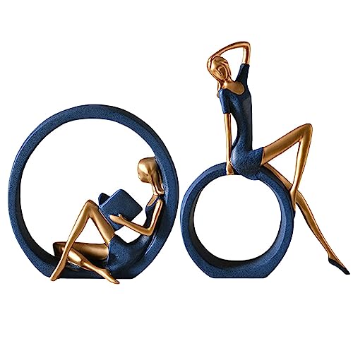 Estatuas de niña abstractas de resina 2 unidades 28 cm