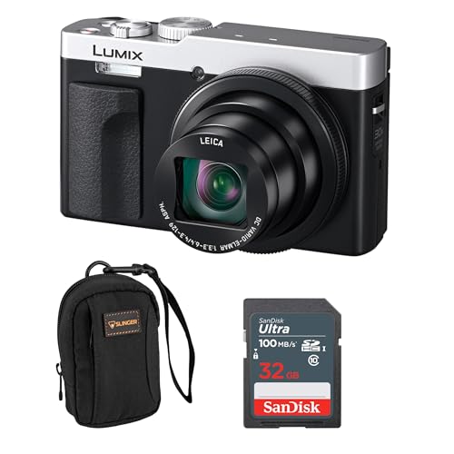 The Panasonic Lumix ZS99 in silver, a pocket-sized travel camera with a 30x Leica zoom lens