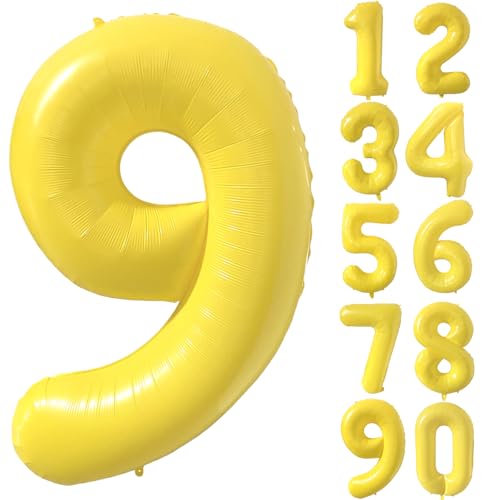 40 inch Yellow Number Balloon Giant Foil Helium Balloons Number 9 Balloon for 9th Birthday Party Decorations
