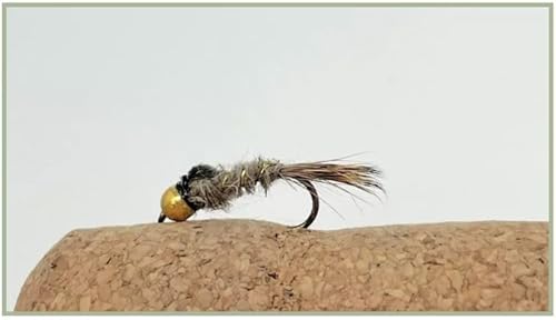 Barbless Hares Ear Nymph Fly - Gold Head Trout Flies Choice of size and quantity (6, 10)