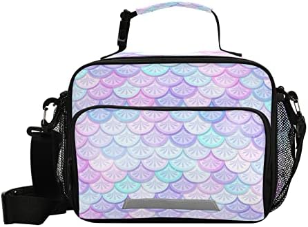 Eionryn Fantasy Mermaid Scales Lunch Bags Lunch Box Insulated Cooler Bag Reusable Tote Shoulder Bag for Outdoor Picnic Meal Office