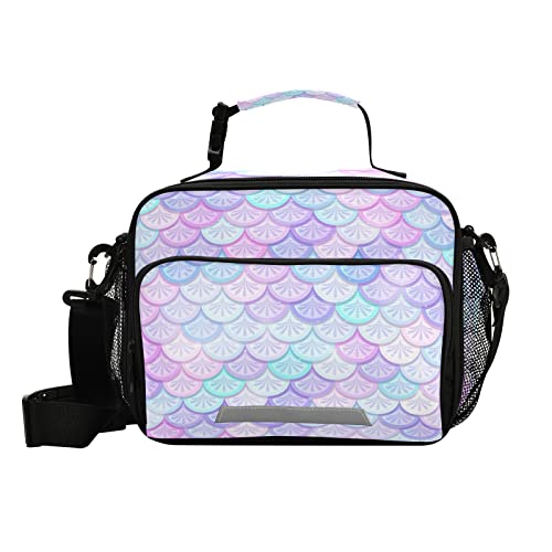 Eionryn Fantasy Mermaid Scales Lunch Bags Lunch Box Insulated Cooler Bag Reusable Tote Shoulder Bag For Outdoor Picnic Meal Office #TOP11