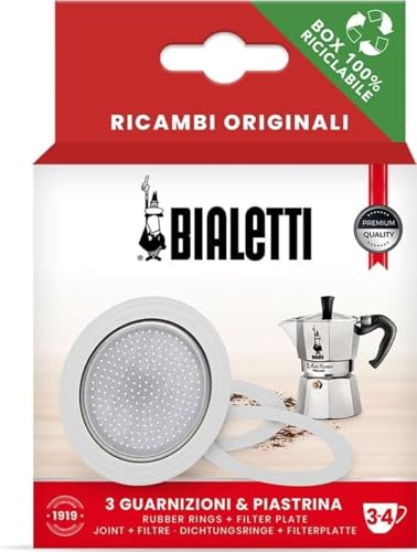 Bialetti Spare Parts, Includes 3 Gaskets and 1 Plate, Compatible with Moka Express, Fiammetta, Break, Happy, Dama, Moka Melody, Alpina, Moka Timer and Rainbow (3/4 Cups)
