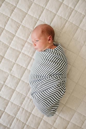 Image of Mebie Baby Vintage Green Stripes Muslin Swaddle, Modern and Neutral Blanket for Baby Girl or Boy, 0-3 Month, Comfy Wrap