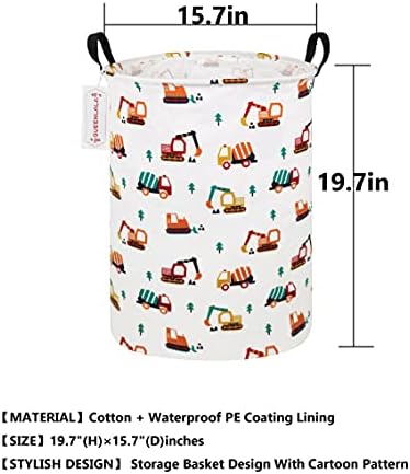 QUEENLALA Rectangular Laundry Hamper/Foldable Nursery Laundry Basket for Organizing/Storage Bin Baskets/Children Toy Office Bedroom/Toy Bin Closet Shelf Baskets (Round-Excavator