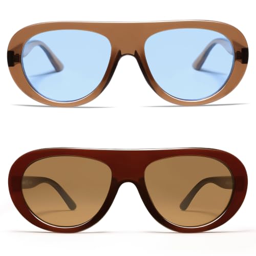Image of VANLINKER Oversized Retro Aviator Sunglasses for Women Men Chic 70s Vintage Style Trendy 2026 Chunky Sun Glasses VL9865