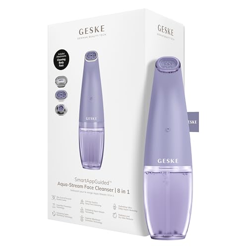 GESKE SmartAppGuided™ Aqua-Stream Face Cleanser | 8 in 1 | Deep Pore Cleansing | Impurities Prevention | Blackhead Extraction | Reduce Red & Dry Skin | Use with Our Aqua-Stream Solution