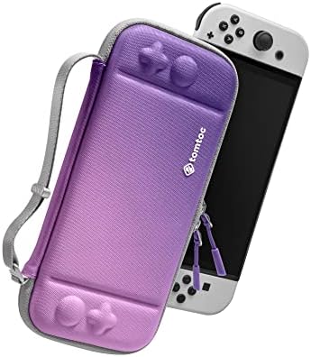 tomtoc Switch Case for Nintendo Switch OLED Model, Slim OLED Switch Sleeve with 10 Game Cartridges, Protective Switch Carry Case for Travel, with Original Patent and Military Level Protection, White