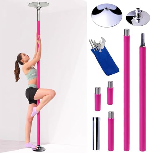 Premium Dance Pole Removable Spinning Static Dancing HeavyDuty Steel Pole Adjustable Height,Silicone Dance Pole for Ceilings,Indoor Bedroom Fitness Dancing Pole,Portable Static Swivel Stripp
