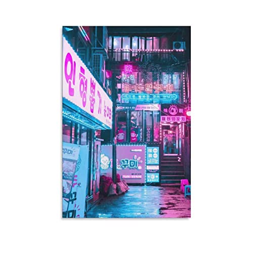 JINLIMAO Quadro A Olio su Tela 30 * 50CM Senza Cornice Cyberpunk Seoul stampa dipinti di immagini per la decorazione della camera da letto del soggiorno