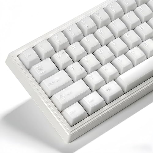キーキャップ Womier ホワイトジェイド PBT ダブルショット キーキャップセット, セラミックチェリープロファイル, 121キー, 透過デザイン, メカニカルキーボード対応, US配列, 60%/65%/75%/TKL/96%/100%互換の商品画像（Amazon）