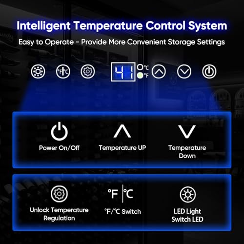 Image of Large Wine Cooler Refrigerator 24 Inch, 200 Bottle Wine Fridge with Professional Temperature Control, Built-in /Freestanding Tall Wine Refrigerator, Low Noise & Sliding Rail Shelves, For Home Bar