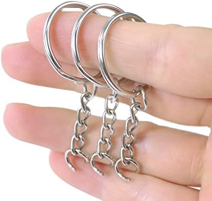 Redamancy Keychain Rings, Key Ring Hoops, 30pcs Keyring Chain and 30pcs Open Jumper Rings, 2,5cm Key Ring Hoops with Chain for Home Keychains, Lanyards, Gifts and Other Crafts Jewelry Making