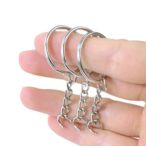 Redamancy 60 Stück Schlüsselanhänger Ring Set, Schlüssel Ringe Kette, 30 Stück Schlüsselring mit kette, 30 Stück offene Binderinge, Schlüsselanhänger für Schlüssel Handwerk DIY Schmuckherstellung