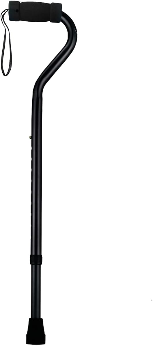 Bastón bariátrico ligero de aluminio de alta resistencia, capacidad de peso de 600 libras, para mujeres y hombres, 1,3 libras. Peso del producto, empuñadura suave, correa de transporte, mango desplazado (negro)