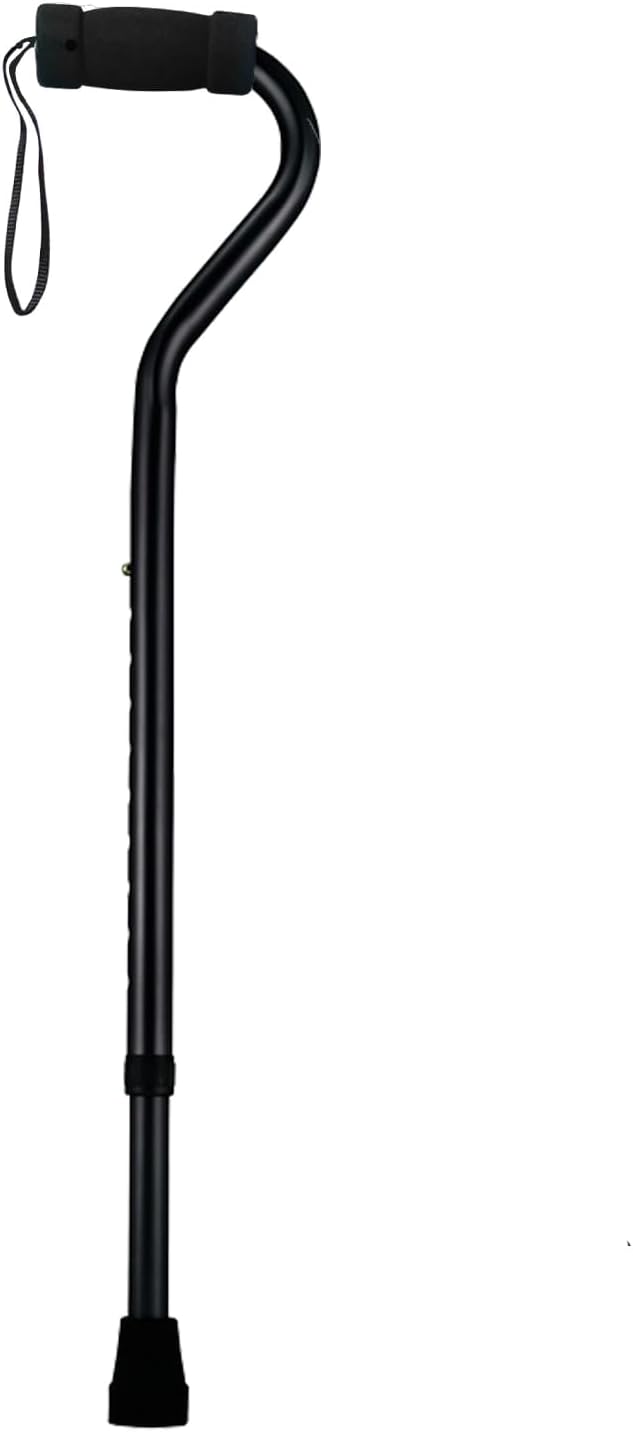 Sky Med Aluminum Lightweight Bariatric Heavy Duty Cane-600lbs Weight Capacity, for Women & Men, 1.3 lbs. Product Weight, Soft Hand Grip, Carrying Strap, Offset Handle (Black)