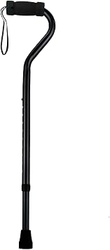 Sky Med Aluminum Lightweight Bariatric Heavy Duty Cane-600lbs Weight Capacity, for Women & Men, 1.3 lbs. Product Weight, Soft Hand Grip, Carrying Strap, Offset Handle Black
