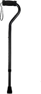 Sky Med Aluminum Lightweight Bariatric Heavy Duty Cane-600lbs Weight Capacity, for Women & Men, 1.3 lbs. Product Weight, Soft Hand Grip, Carrying Strap, Offset Handle (Black)
