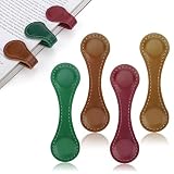 Mity rain 4PCS Magnetic Bookmarks, Magnetic Bookmarks Leather for Women, Double-Sided Vintage Book Mark Clip Gift for Book Lover Readers Men Women Teachers Students, Book Accessories