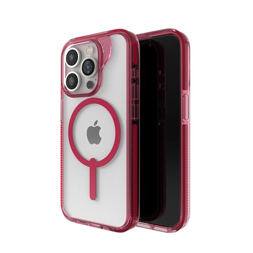 Image of ZAGG Santa Cruz Snap iPhone 15 Pro Case - MagSafe Phone Case, Drop Protection (13ft /4m), Durable Graphene, Anti-Yellowing, and Scratch-Resistant Phone Case, Magenta Red