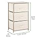 mDesign Vertical Dresser Storage Tower - Sturdy Steel Frame, Wood Top, Easy Pull Fabric Bins - Organizer Unit for Bedroom, Hallway, Entryway, Closets - Textured Print - 3 Drawers - Cream/Gold