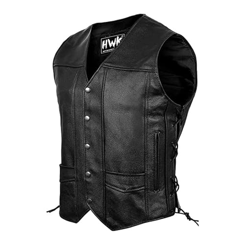 HWK Leather Motorcycle Vest for Men and Women with Concealed Carry Gun…