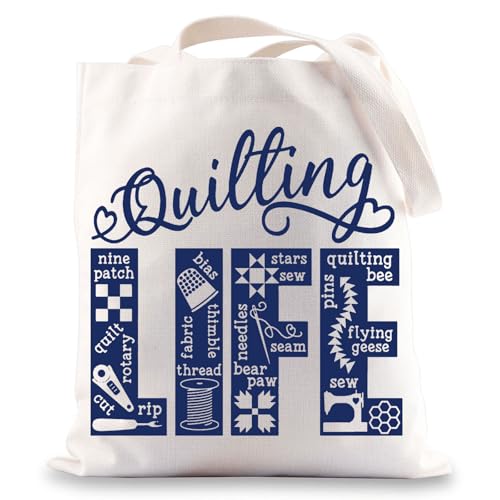 MYSOMY Quilting Life Tote Bag Quilt Lover Gifts Quilter Gifts Sewing Lovers Gifts Seamstress Gifts Tailor Gift Quilt Retreat Gifts (Life UK)