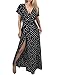 Produktbild Damen Casual Retro Kleider V Ausschnitt Punkte Sommerkleid Rüschen Kurzarm Minikleid Strandkleid mit Gürtel (XXL, Schwarz5)