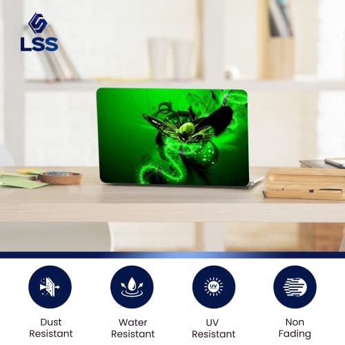 Image of LSS 17 17.3 Inches Laptop Notebook Skin Sticker with 2 Wrist Pads - Reusable Cover Protector Vinyl Sticker Cover Decal Fits 17 inch - 19 inch HP Asus Acer Samsung - Green Butterfly Pattern