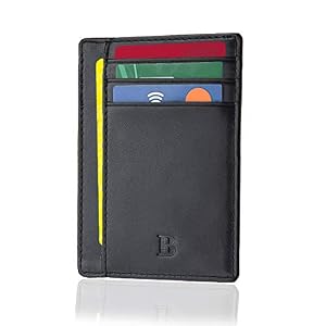 Bronzi® Portafoglio Uomo Slim | Pelle Alta Qualità Mini Nero| Piccolo Sottile Elegante | Portacarte Uomo Donna Portatessere Porta Carte Di Credito| Design Italiano Box Regalo