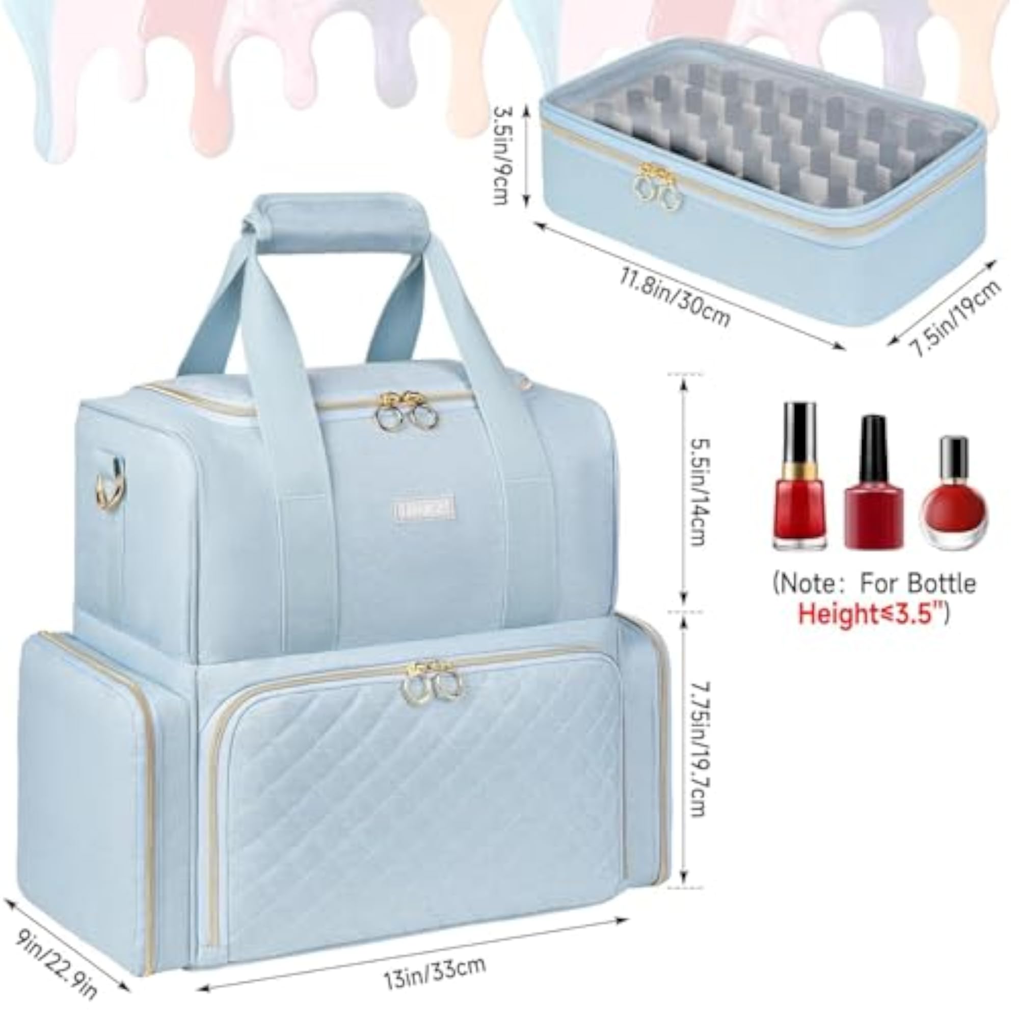 Nail Polish Organizer with Removable Bags, 80+ Bottles