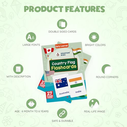 Image of SPARTAN KIDS Premium Country Flags Flash Cards for Kids | Easy & Fun Way of Learning