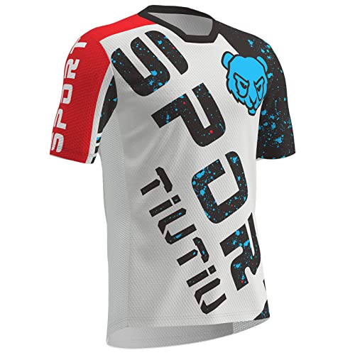 MTB Maillot,Maillot Ciclismo Hombre,Traje Motocross,CamisetaUnisex,Mountain Bike Motocross Jersey (Red,M)