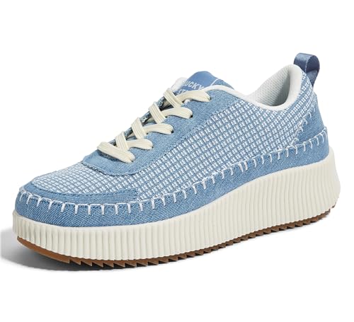 LUCKY STEP Women's Platform Sneakers Rhinestone Fashion Chunky Casual Sparkly Retro Braided Walking Shoes (Denim Blue Knit,9 B(M) US) LUCKY STEP Women's Platform Sneakers Rhinestone Fashion Chunky Casual Sparkly Retro Braided Walking Shoes (Denim Blue Knit,9 B(M) US)