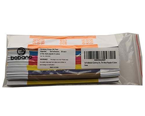 Boband Self-Adhesive Currency Straps 240 Pack Assorted Money Bands Each 30 Of The Most Popular 8 Colors #TOP5