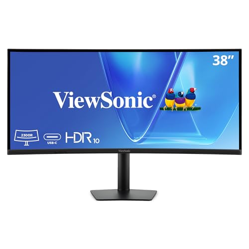 Image of ViewSonic VG3820C 38 Inch 1600p Ultrawide Curved Monitor, IPS Display with 96W USB-C and KVM Switch for Productive Multi-Tasking, Advanced Ergonomics, HDMI, and DisplayPort Inputs
