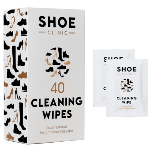 Shoe Clinic Shoe Cleaning Wipes | Pack of 40 | Cleaner for Shoes, Boots & Trainer Footwear | Wipe Clean Leather, Fabric & Canvas | Easy Quick Use For Portable & Travel Friendly Cleaning